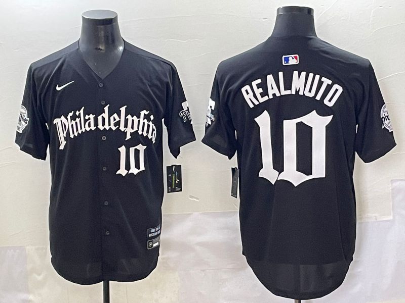 Men 2025 Philadelphia Phillies #10 Realmuto Black Five generations Joint Name Nike MLB Jersey style 5